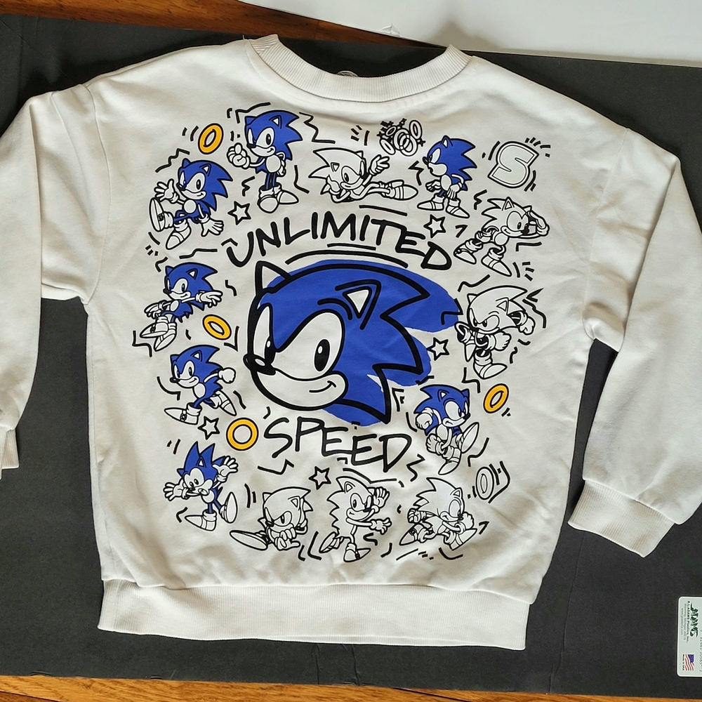 H&M White and Blue Sonic Sweatshirt